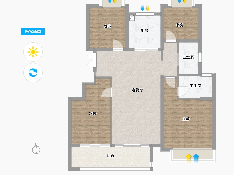 江苏省-淮安市-水沐韶华-105.00-户型库-采光通风