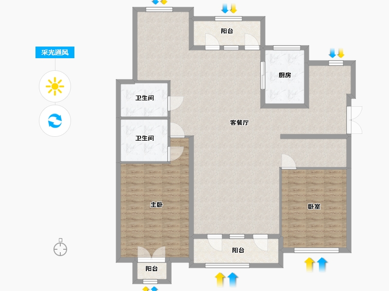 浙江省-杭州市-翡翠城环碧苑-140.00-户型库-采光通风