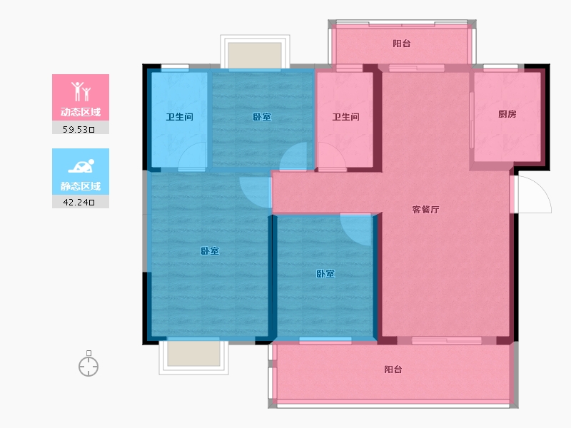 湖北省-宜昌市-银河·东湖雅居-91.93-户型库-动静分区