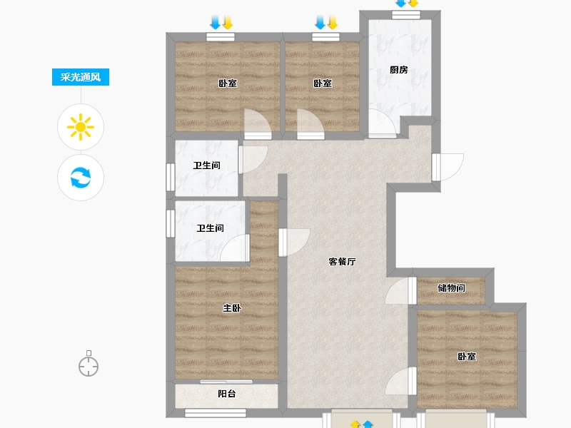 北京-北京市-星光里-92.21-户型库-采光通风