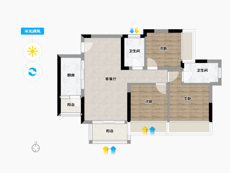 四川省-绵阳市-蜀问道-85.00-户型库-采光通风