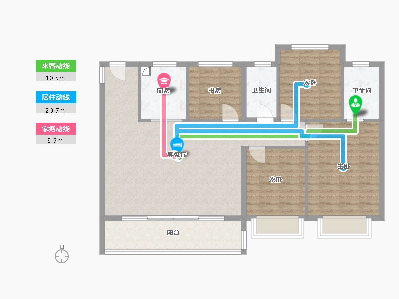 浙江省-宁波市-美的保利君兰锦绣-105.60-户型库-动静线