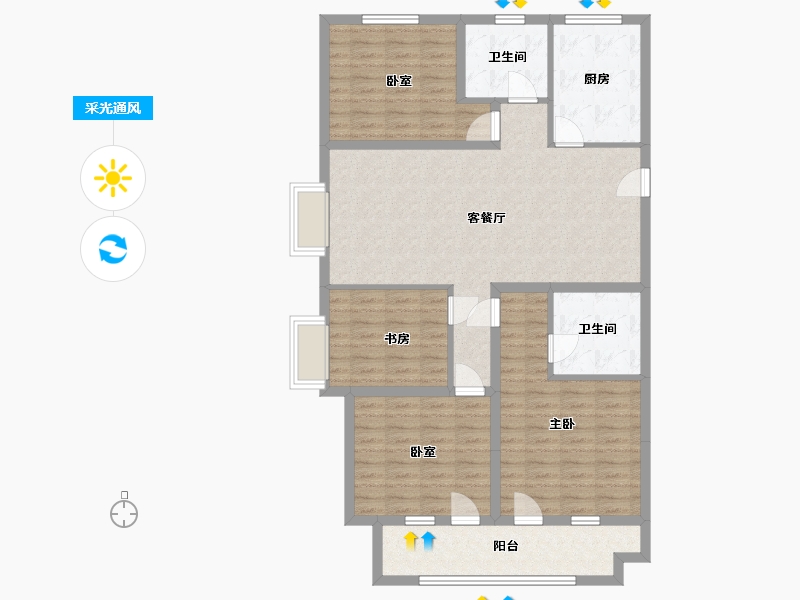 山东省-菏泽市-麟珑印-115.00-户型库-采光通风