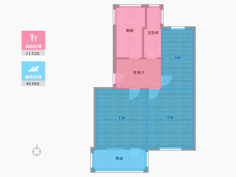 江苏省-南京市-北门新村-58.30-户型库-动静分区