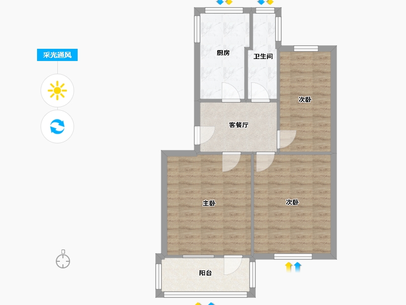 江苏省-南京市-北门新村-58.30-户型库-采光通风