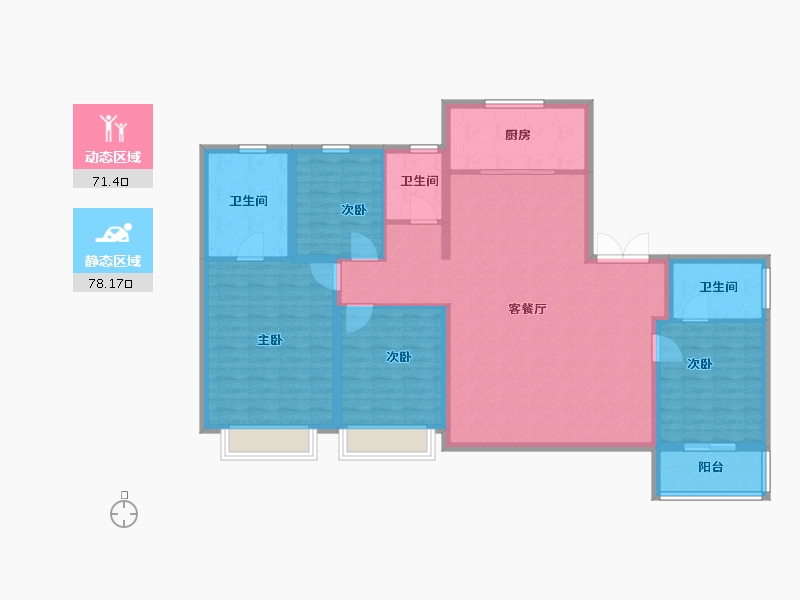 陕西省-西安市-万科·雁鸣湖-136.00-户型库-动静分区