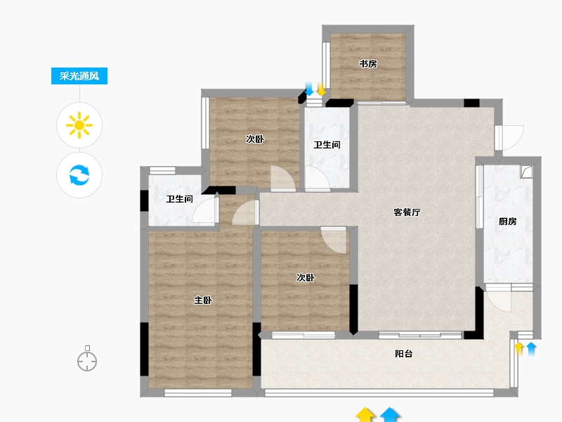 四川省-遂宁市-邦泰云璟-110.00-户型库-采光通风