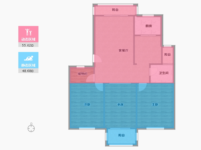 浙江省-宁波市-南都花城-月季苑-96.86-户型库-动静分区