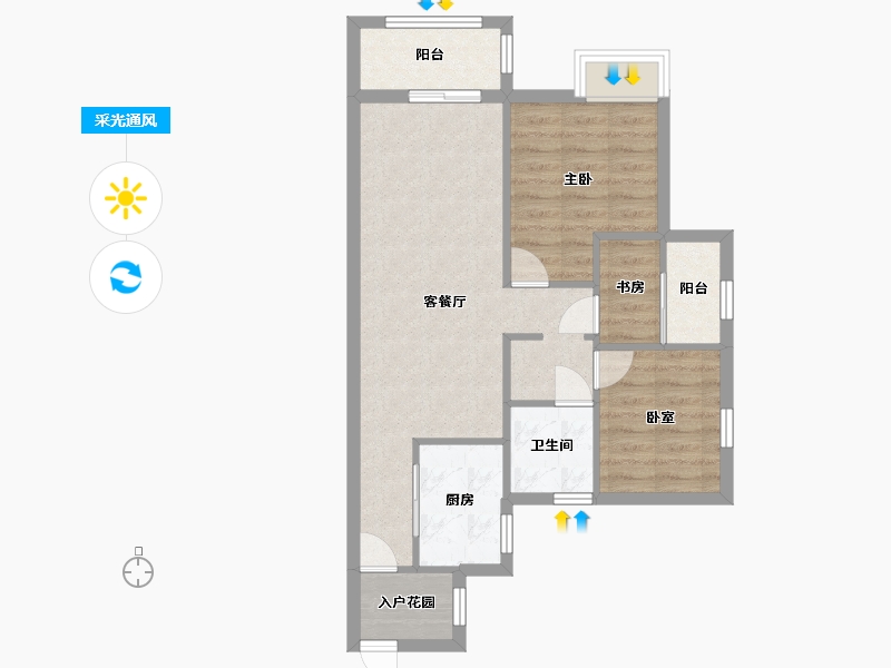 广东省-广州市-广州城投空港1号城芸花园-66.29-户型库-采光通风