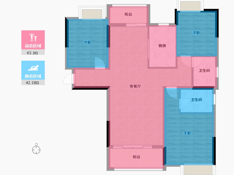 湖北省-黄冈市-工贸新天地二期-104.80-户型库-动静分区