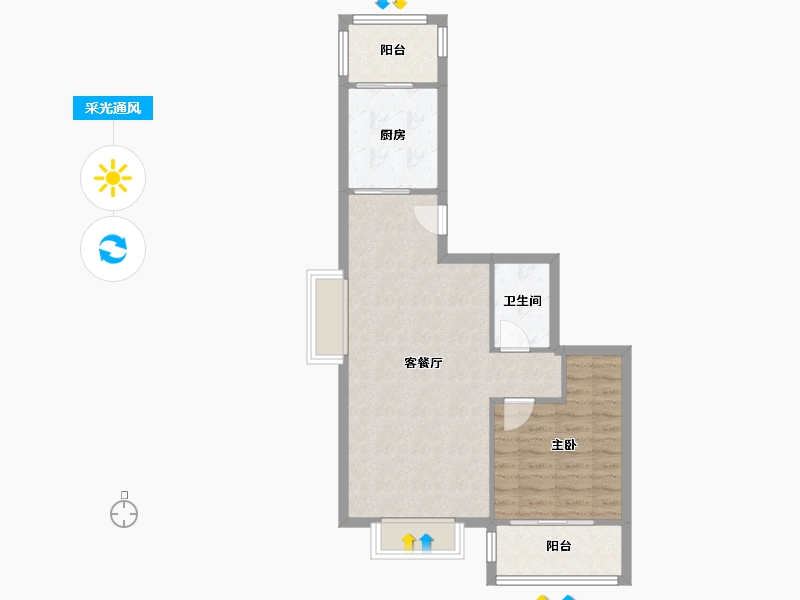 山东省-青岛市-瑞安路-59.54-户型库-采光通风