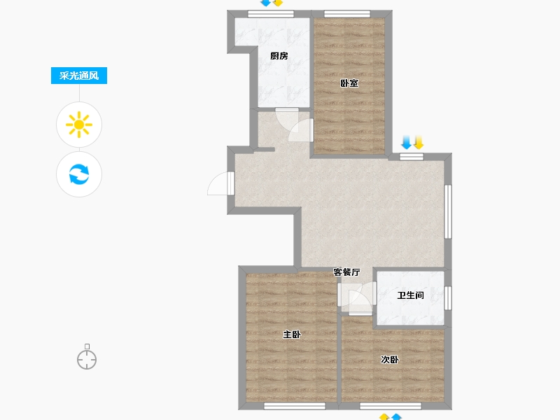 北京-北京市-丽景嘉苑小区-70.40-户型库-采光通风