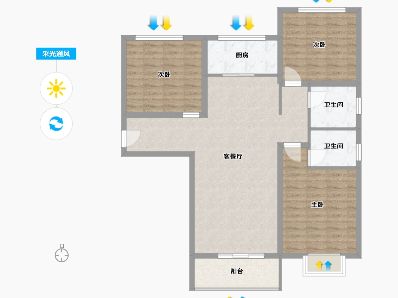 河南省-郑州市-河南省国家大学科技园(东区)15号楼-G座-110.56-户型库-采光通风