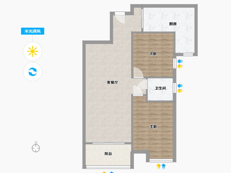 湖北省-武汉市-长江鑫都-A区-72.54-户型库-采光通风