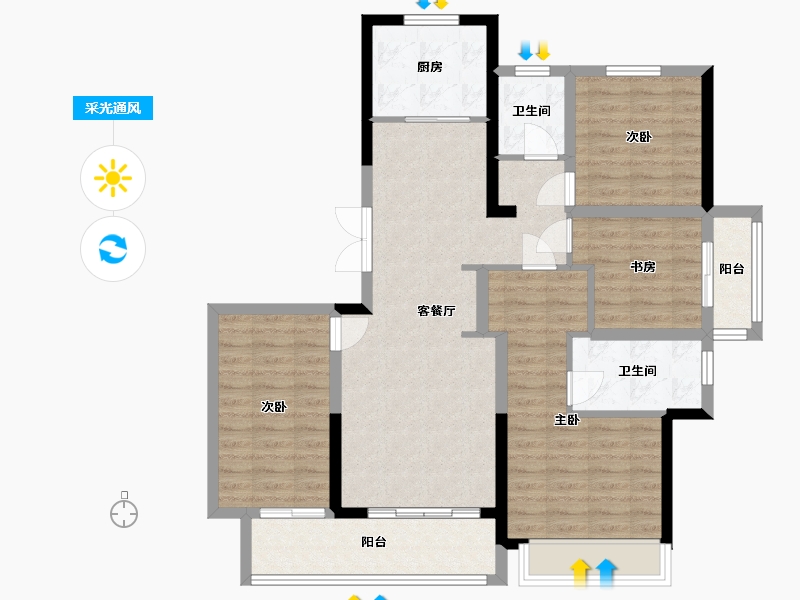 河南省-郑州市-绿地城六区-115.20-户型库-采光通风