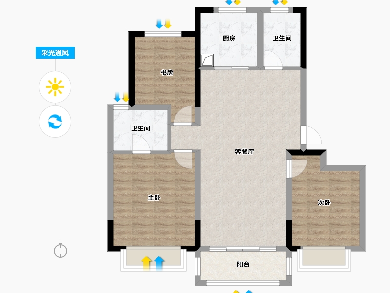 山东省-青岛市-天一镜台山-96.38-户型库-采光通风