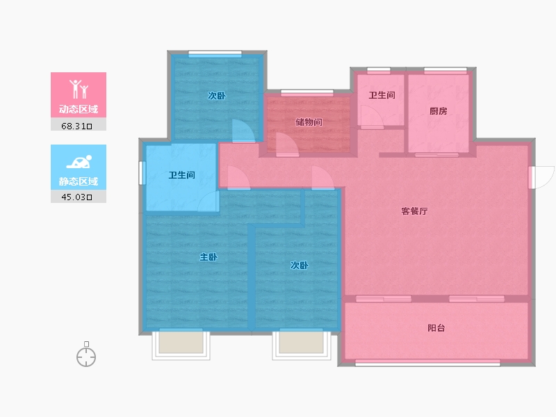 河南省-安阳市-建业桂园3期东府-102.00-户型库-动静分区