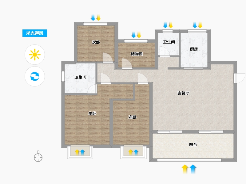 河南省-安阳市-建业桂园3期东府-102.00-户型库-采光通风