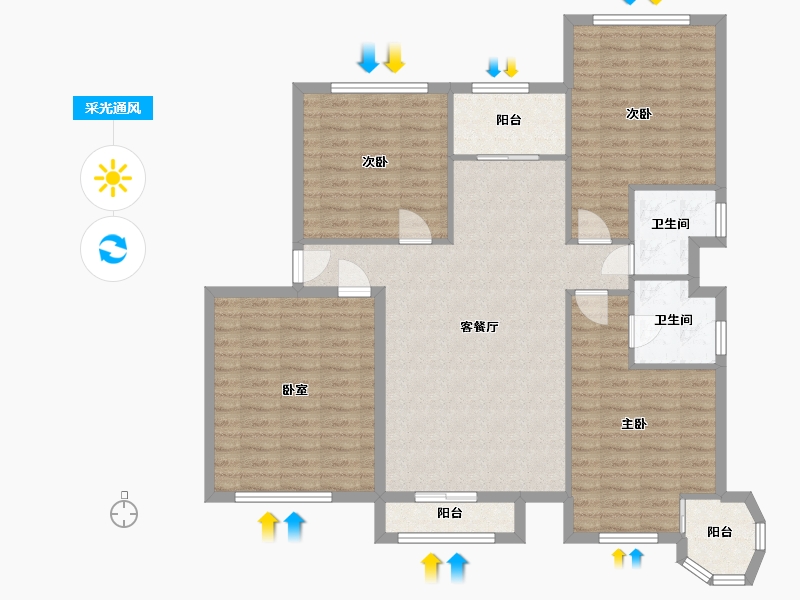 河北省-石家庄市-水印城-108.00-户型库-采光通风