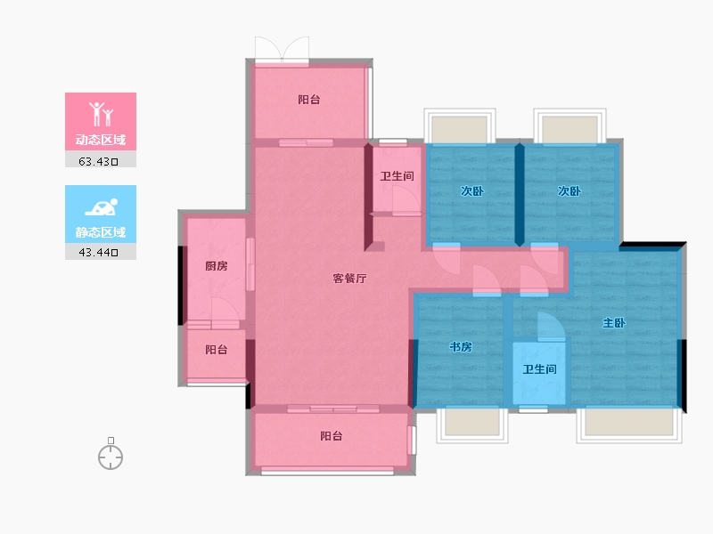 重庆-重庆市-学院雅府-107.31-户型库-动静分区