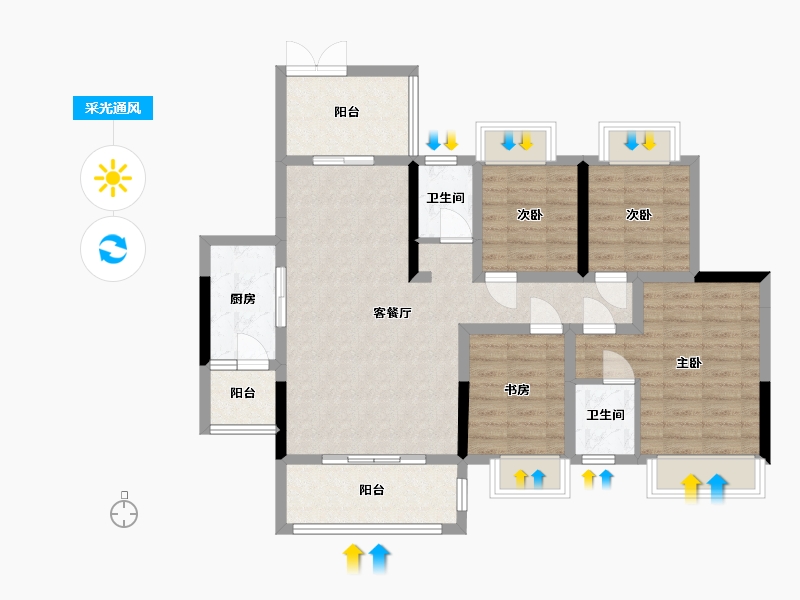 重庆-重庆市-学院雅府-107.31-户型库-采光通风