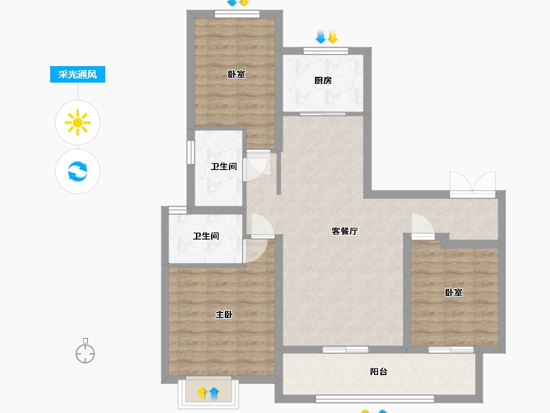 山东省-潍坊市-中南熙悦-103.36-户型库-采光通风