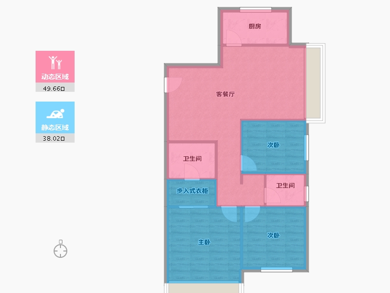 吉林省-长春市-阳光美湖天地-90.00-户型库-动静分区