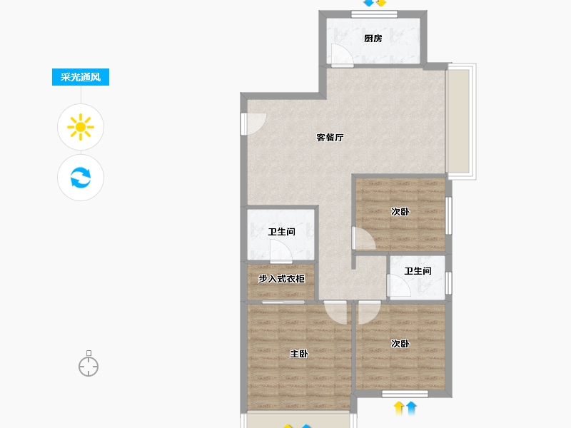 吉林省-长春市-阳光美湖天地-90.00-户型库-采光通风