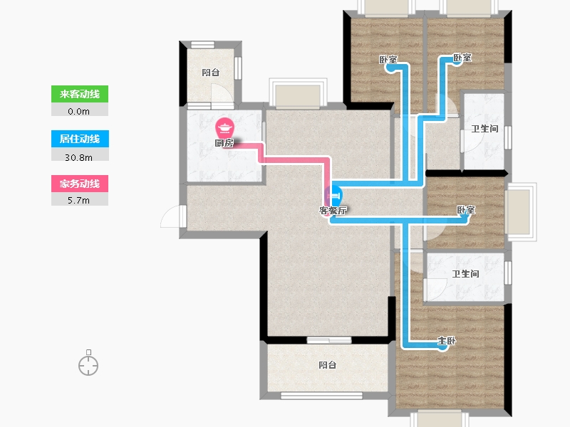 贵州省-六盘水市-盘州恒大中央公园-107.00-户型库-动静线