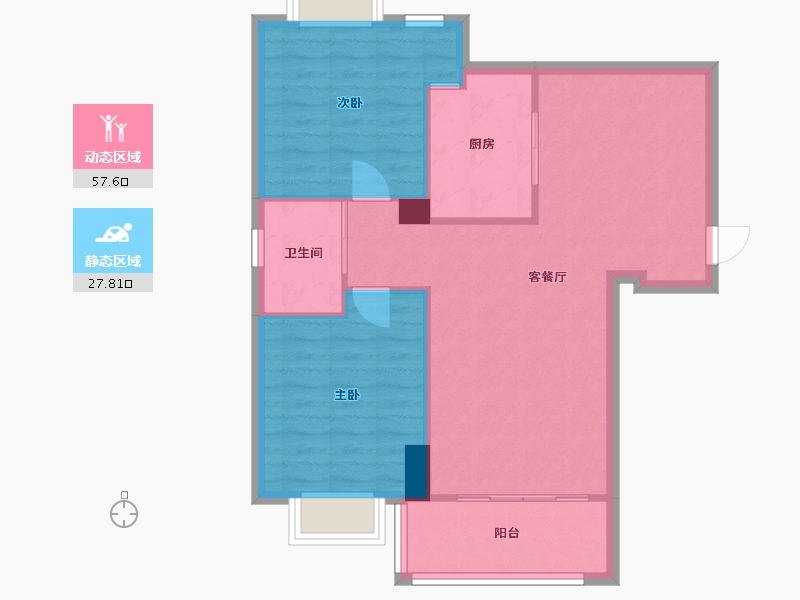 湖北省-武汉市-天润北湖假日-79.54-户型库-动静分区