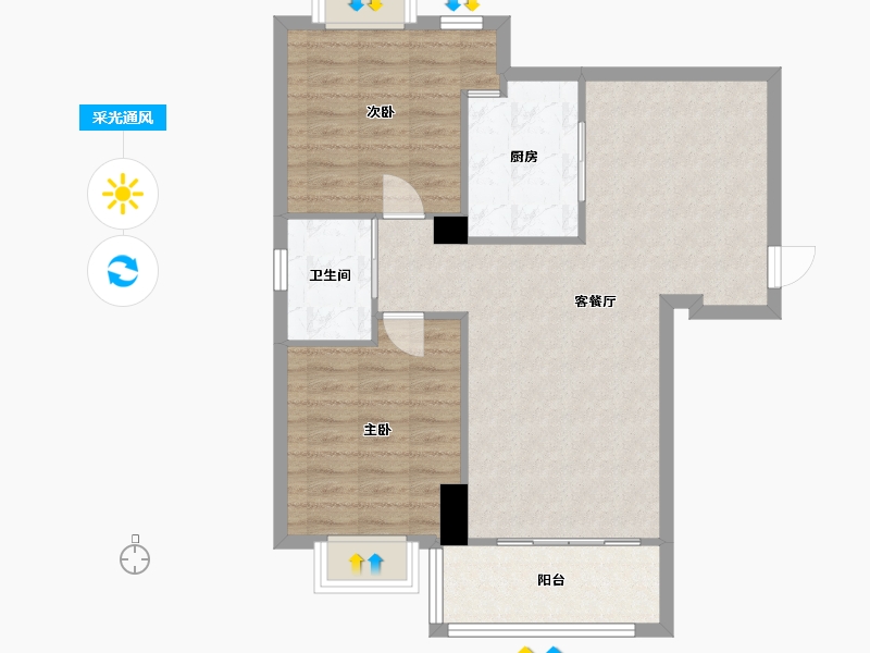 湖北省-武汉市-天润北湖假日-79.54-户型库-采光通风