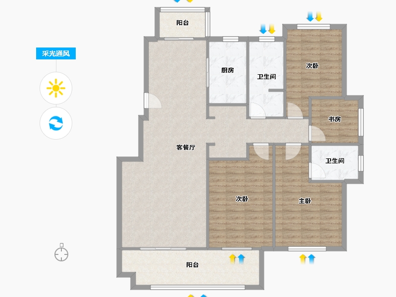 山东省-临沂市-德馨园-135.00-户型库-采光通风