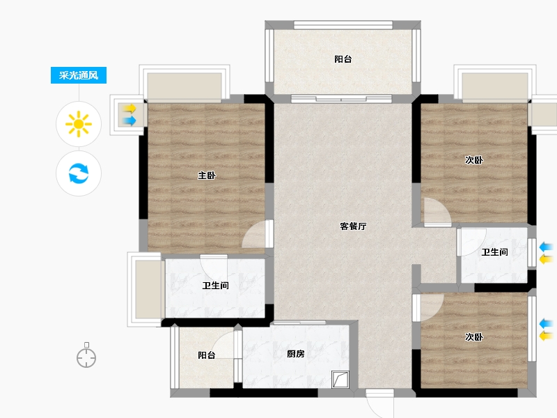 四川省-宜宾市-筠连时代181-88.80-户型库-采光通风