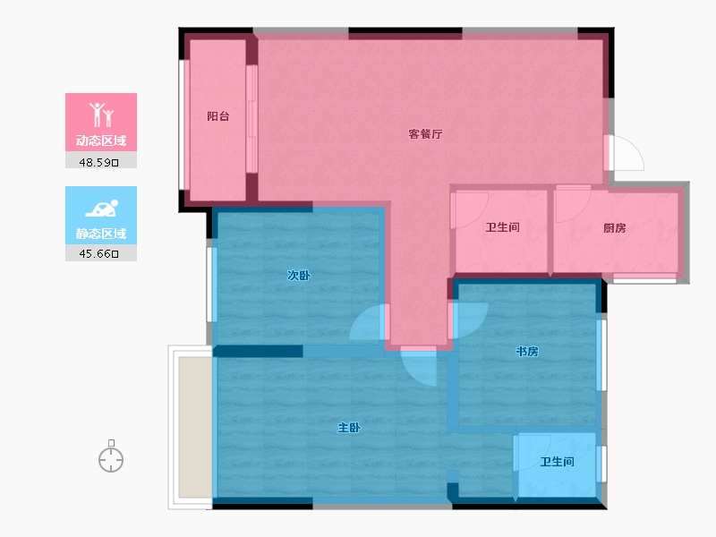 陕西省-商洛市-天润佳苑-96.23-户型库-动静分区