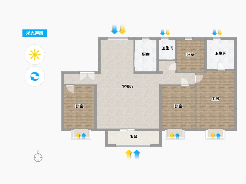 山东省-潍坊市-碧桂园御珑府-144.00-户型库-采光通风