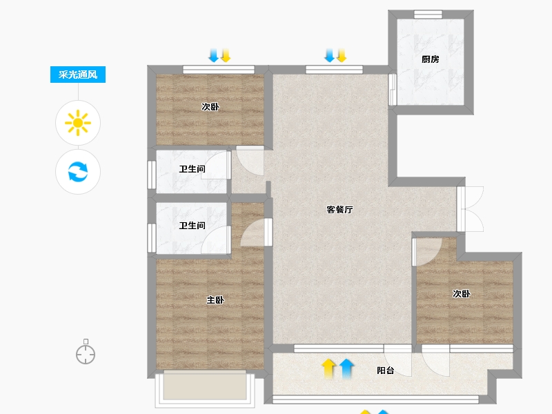 山东省-潍坊市-恒信弥水春风-115.20-户型库-采光通风