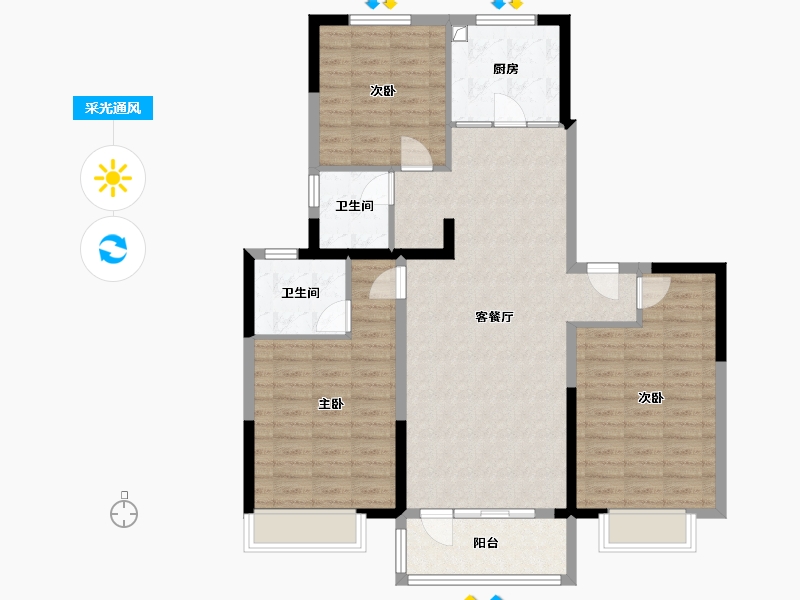 山东省-济宁市-锦绣尚城-105.00-户型库-采光通风