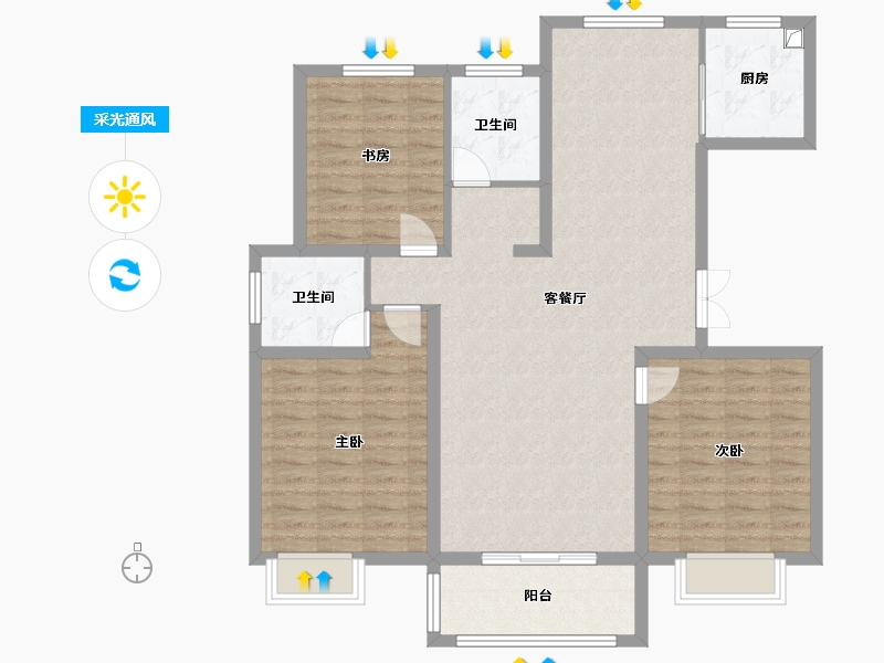 江苏省-苏州市-永盛小区-108.00-户型库-采光通风