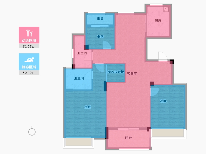 浙江省-宁波市-翰林园南区-100.00-户型库-动静分区