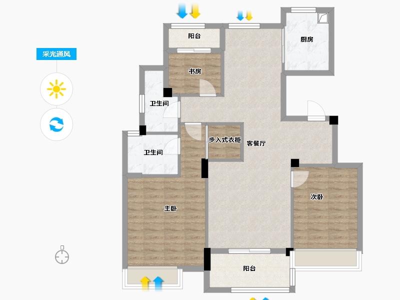 浙江省-宁波市-翰林园南区-100.00-户型库-采光通风