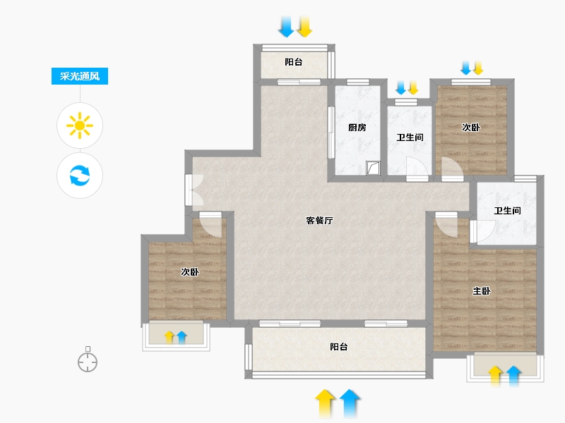 河南省-南阳市-镇平建业城-113.22-户型库-采光通风