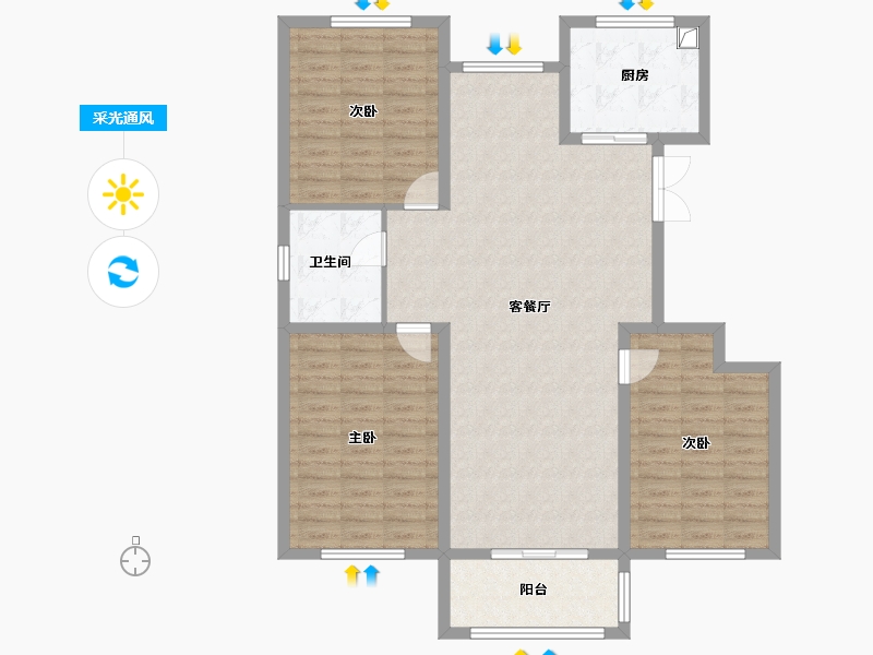 山西省-朔州市-怡景佳苑-111.27-户型库-采光通风