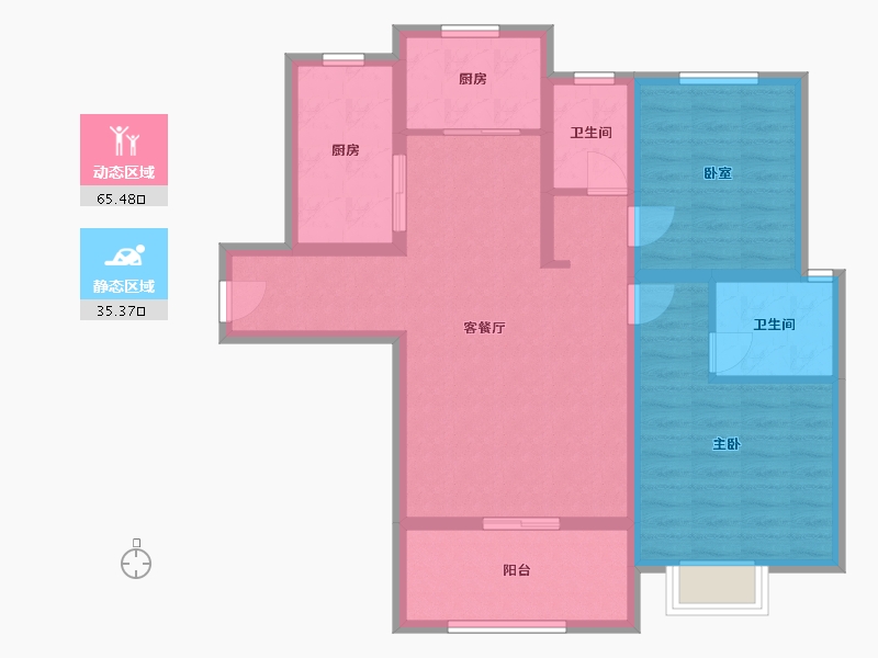 陕西省-安康市-高新居尚花园社区-89.54-户型库-动静分区