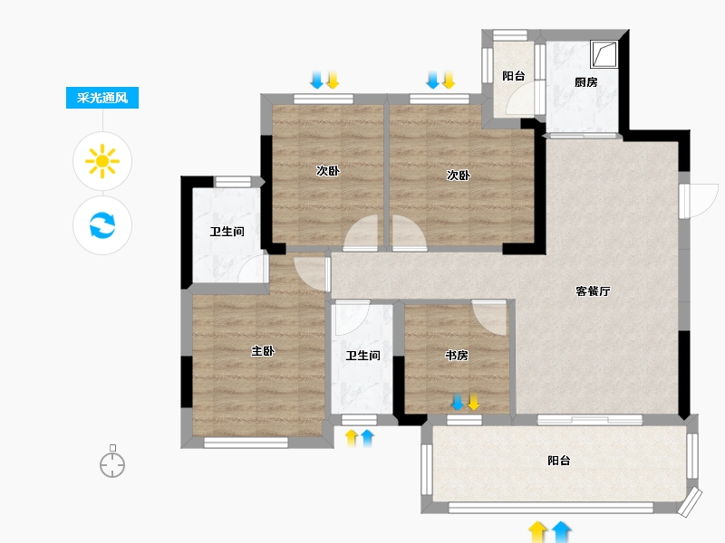 四川省-广安市-和喜域峰-76.80-户型库-采光通风