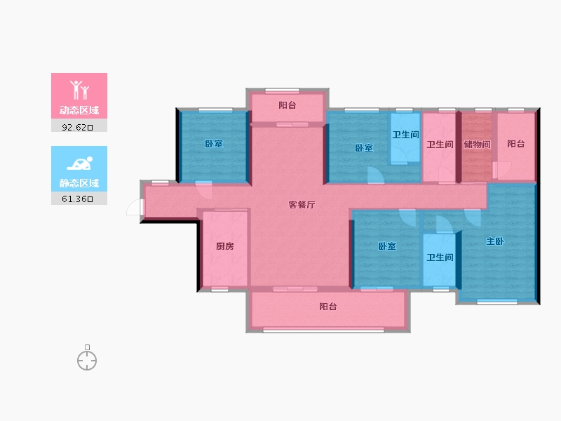 广东省-云浮市-筠城南山春天-175.60-户型库-动静分区