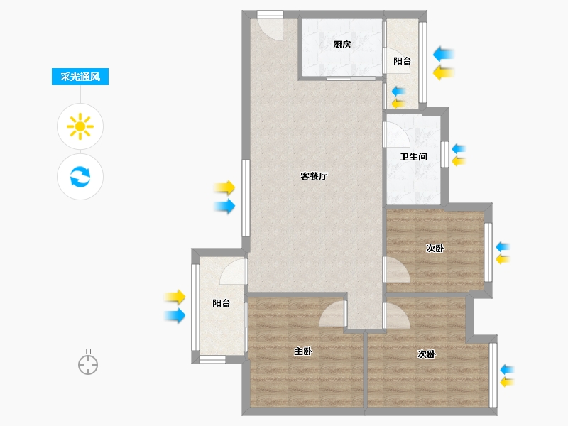 广东省-佛山市-尚观嘉园-71.64-户型库-采光通风