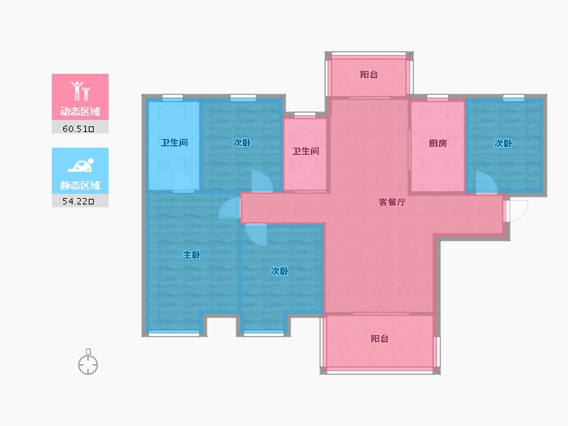 湖南省-长沙市-长房云时代-104.64-户型库-动静分区