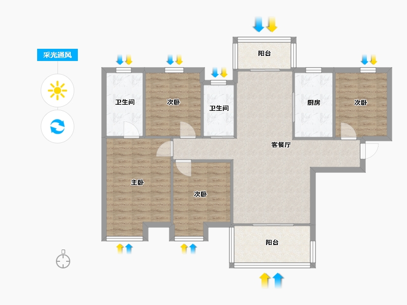 湖南省-长沙市-长房云时代-104.64-户型库-采光通风