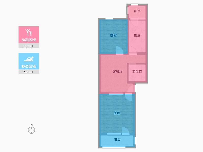 北京-北京市-和义南苑北里小区-一区-56.56-户型库-动静分区