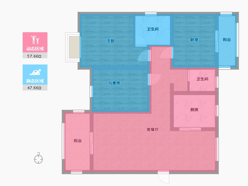 河南省-南阳市-郦都国际小区-111.04-户型库-动静分区